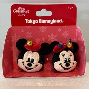 Tokyo Disneyland 2025 Christmas Mickey & Minnie Ring Set  NWT